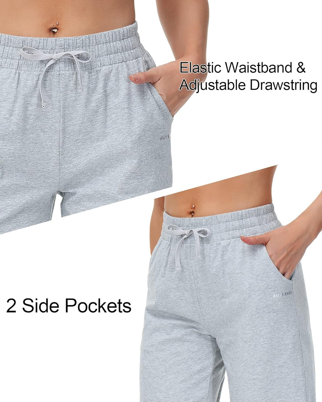 Butrends Damen Jogginghose Baumwolle mit offenem Boden Yoga Sporthose Hohe Taile Trainingshose Loung