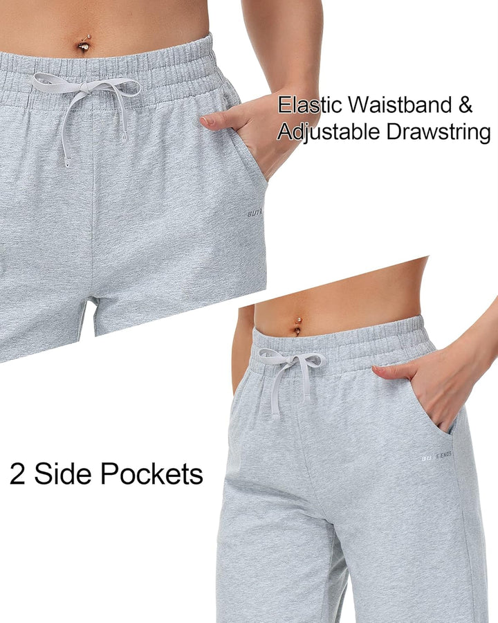 Butrends Damen Jogginghose Baumwolle mit offenem Boden Yoga Sporthose Hohe Taile Trainingshose Loung