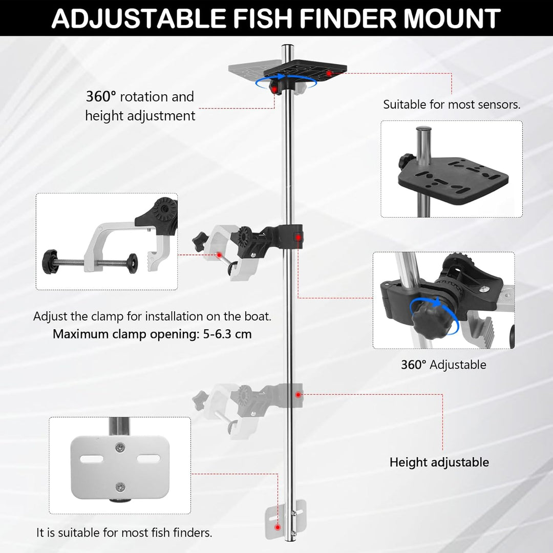 Fischfinderhalterung, Fischfinder Angeln Halterung 360 Grad Schwenkbarer Aluminiumlegierung Fischfin