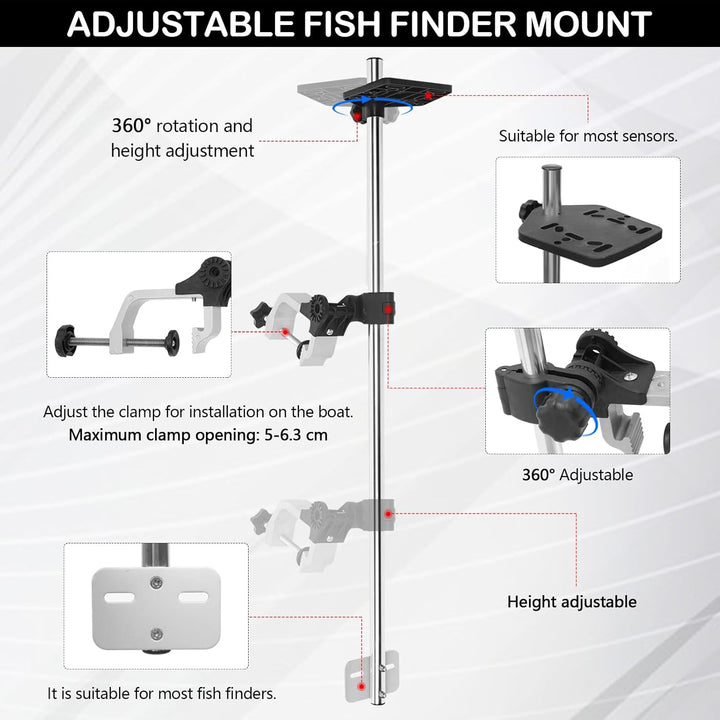 Fischfinderhalterung, Fischfinder Angeln Halterung 360 Grad Schwenkbarer Aluminiumlegierung Fischfin
