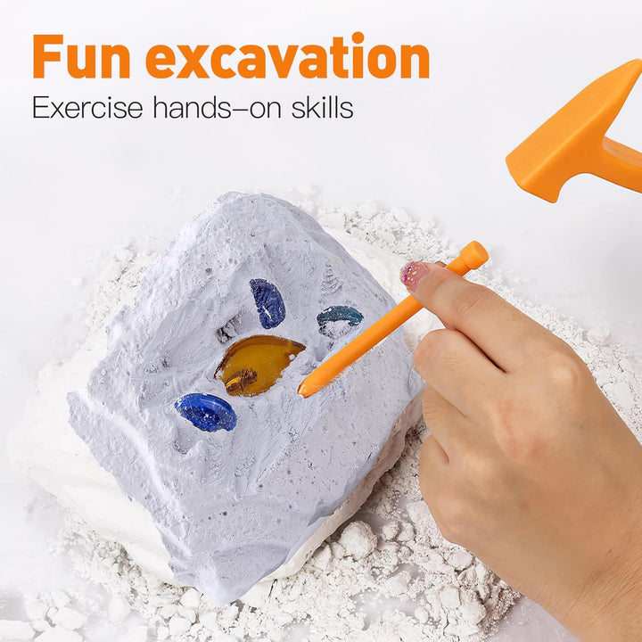BESTonZON Kinderwerkzeuge Set Ausgrabungsset Mit Hammer Meissel Pinsel Schaber 3 Stück Entdeckerspie
