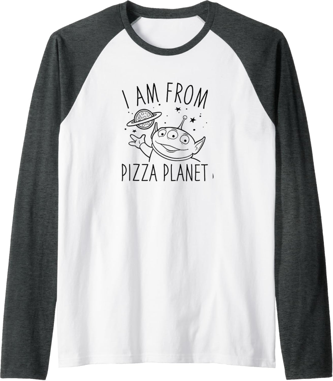 Disney Pixar Toy Story Neon Green Aliens Pizza Planet Raglan