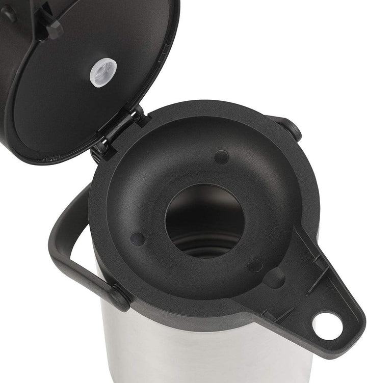 Rosenstein & Söhne Pump Isolierkanne: 2er-Set doppelwandige Vakuum-Isolierkannen mit Pumpsystem, je