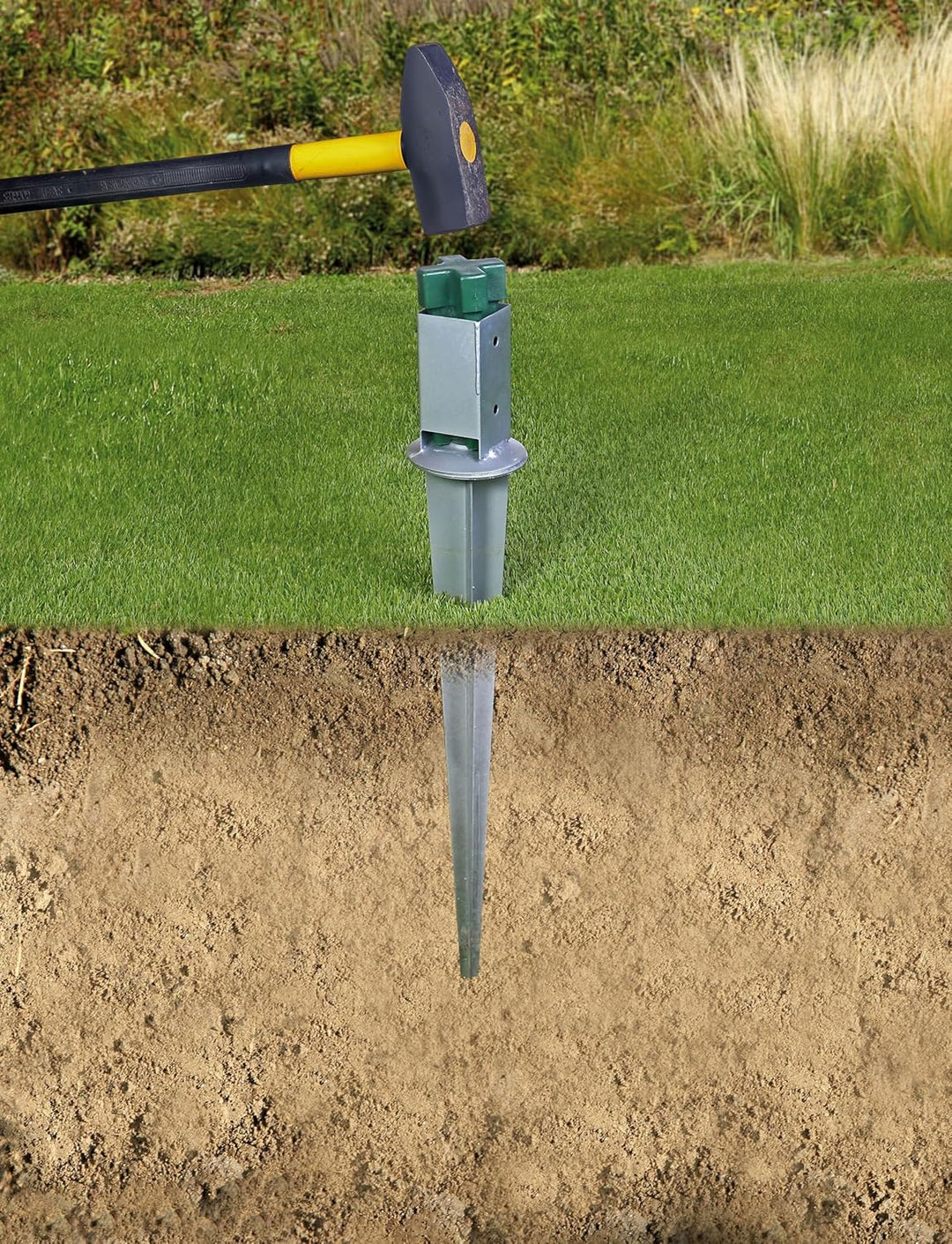Alberts 8er Set Einschlag-Bodenhülse | für Vierkantholzpfosten | feuerverzinkt | 71 x 71 mm | Gesamt