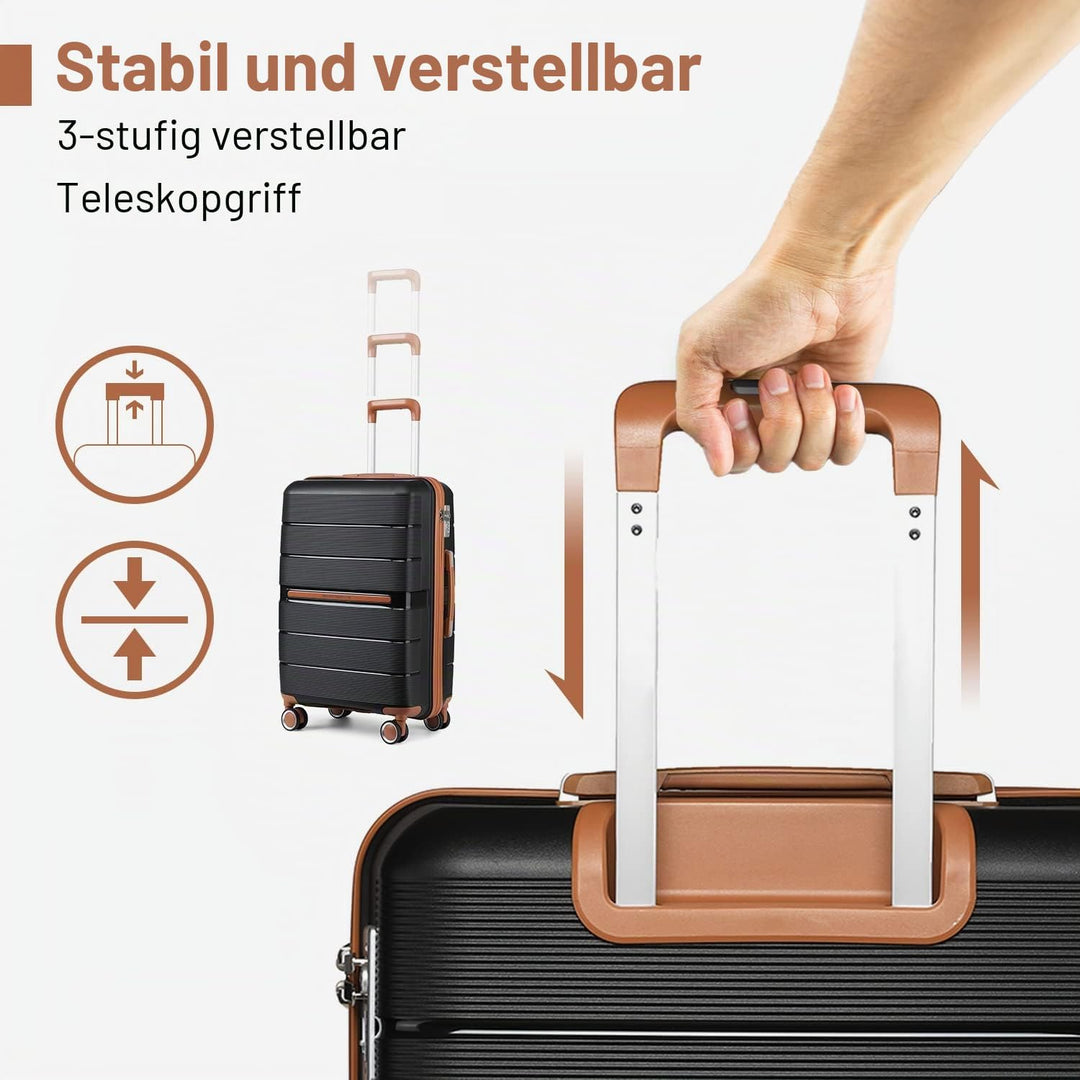 British Traveller Koffer Trolleys Set Hartschalenkoffer Reisekofferset 100% PP Handgepäck Rollkoffer