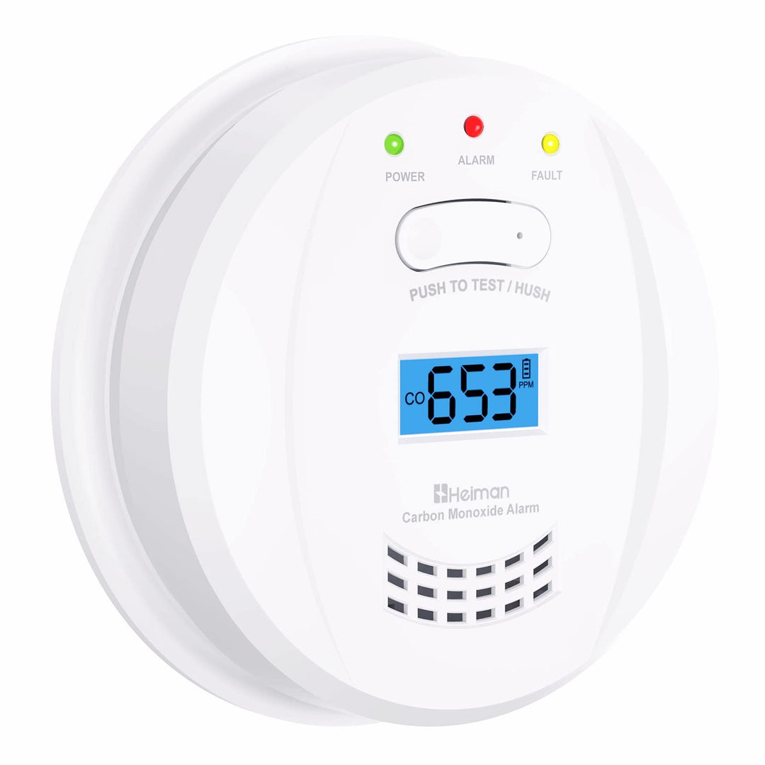 HEIMAN CO Melder Alarm Kohlenmonoxidmelder mit digitaler LCD-Anzeige EN50291, 10 Jahren Sensorlaufze