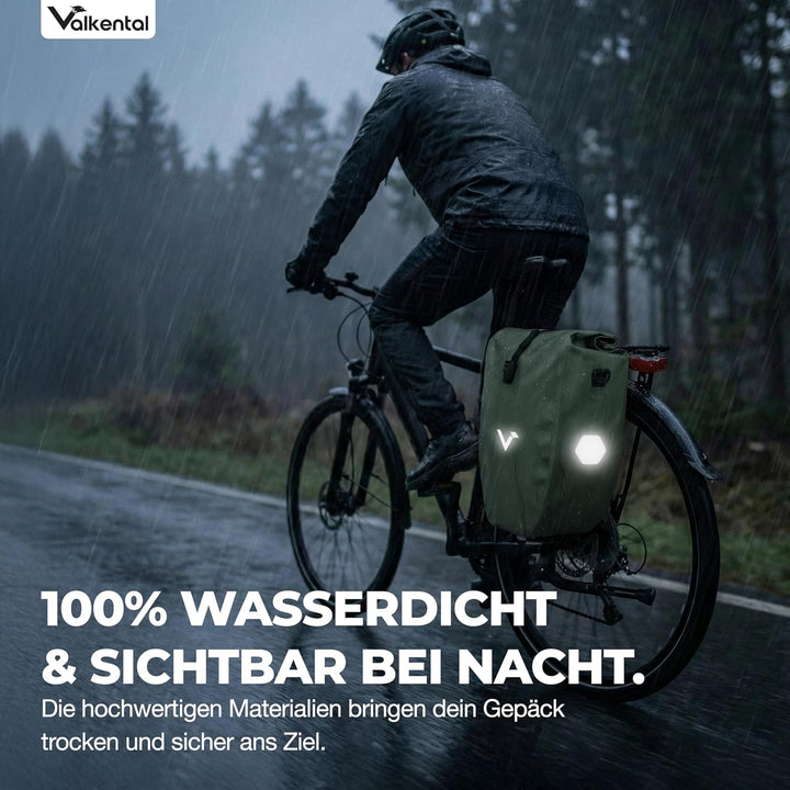 Valkental - Grosse & wasserdichte Gepäckträgertasche - 28L Füllvolumen - Fahrradtasche für Gepäckträ