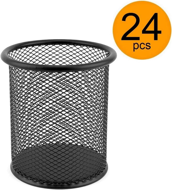 D.RECT - Metall Stifteköcher 24 Stück | Stiftehalter Rund aus Drahtmetall | Schreibtisch Organizer |