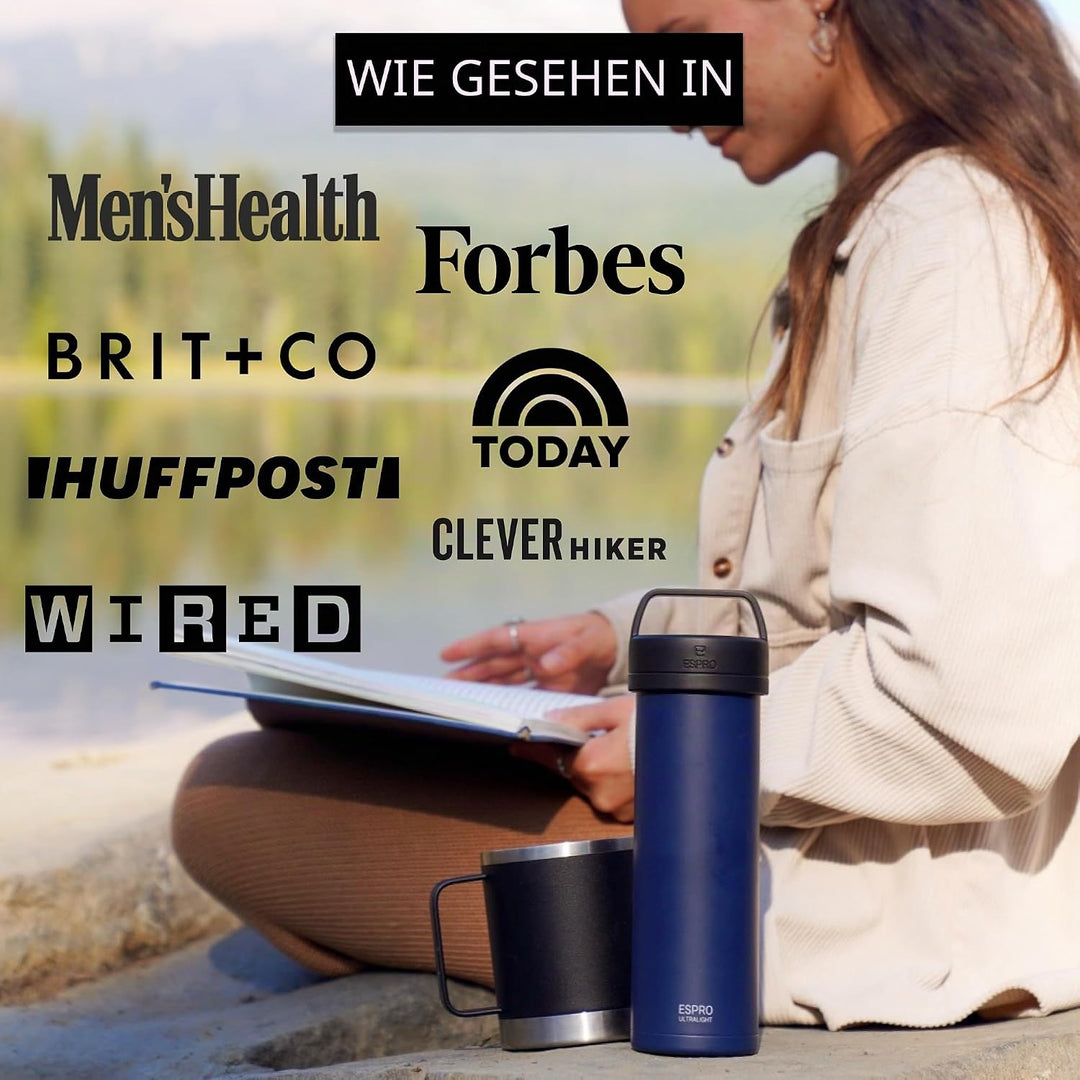 ESPRO – P0 Ultraleichte – Französische Kaffeepresse für Einzelportionen und leichte Trinkflasche für