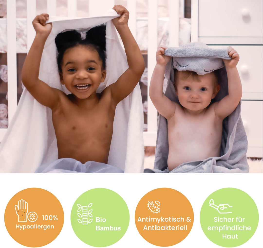 Jumpy Moo's Panda Kapuzenhandtuch Baby – Premium-Baby-Starterset für Neugeborene, 100 % Bio-Bambus,