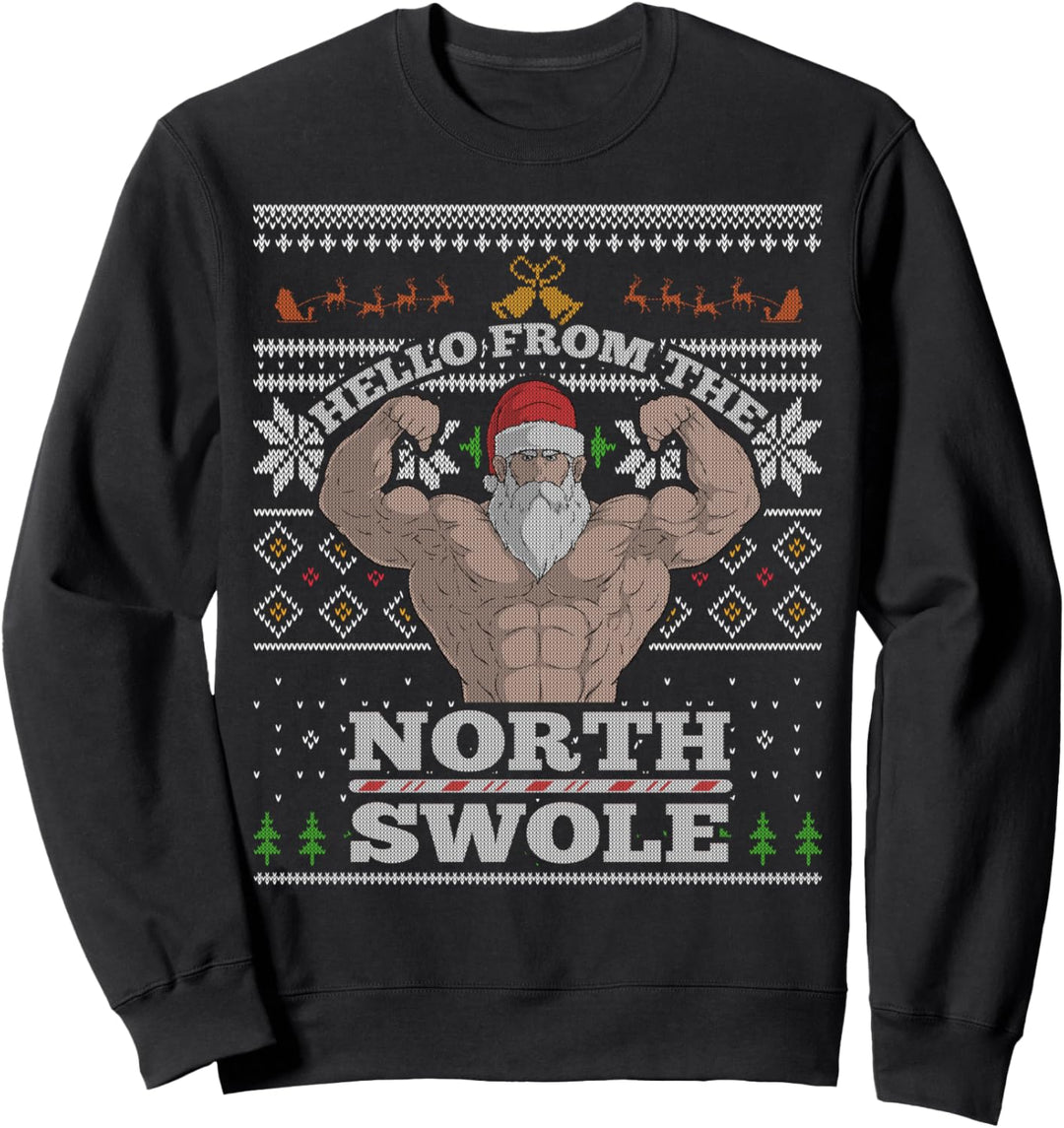 Hello From The North Swole Santa Claus Gym Weihnachten X-Mas Sweatshirt