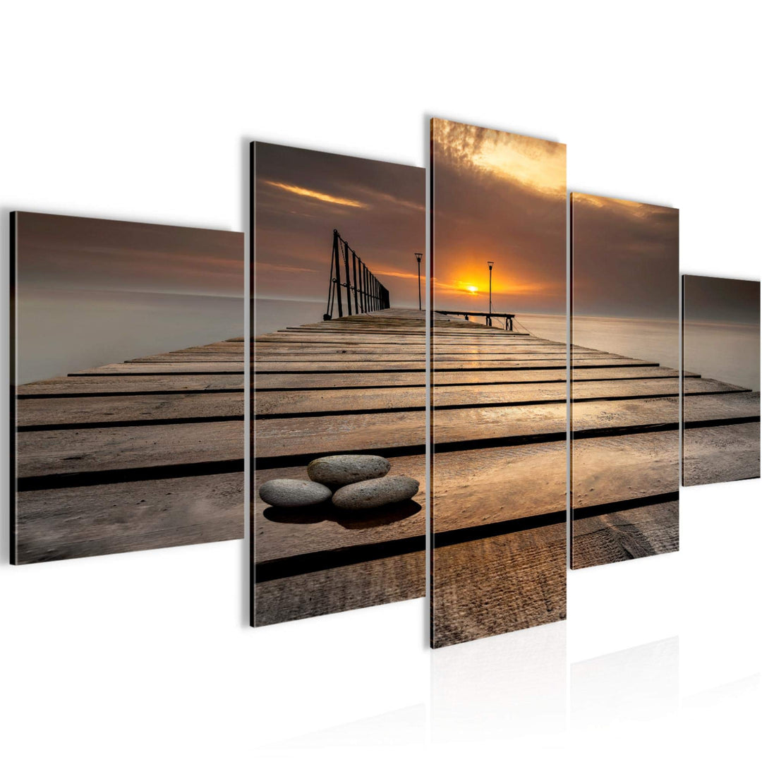Runa Art Wandbilder Sonnenuntergang 5 Teilig Bild auf Vlies Leinwand Deko Schlafzimmer Wohnzimmer Me