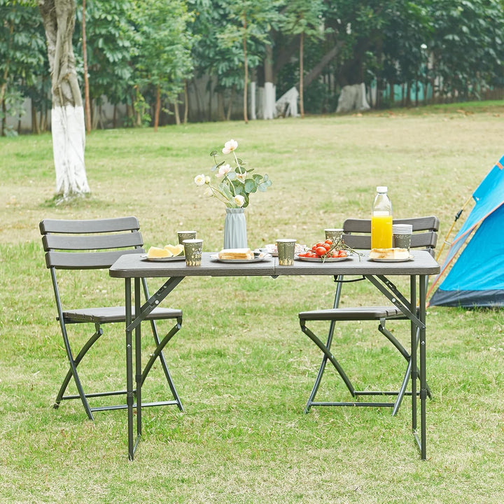 [en.casa] Höhenverstellbarer Klapptisch Adelfia Gartentisch klappbarer Outdoor-Tisch Falttisch aus K