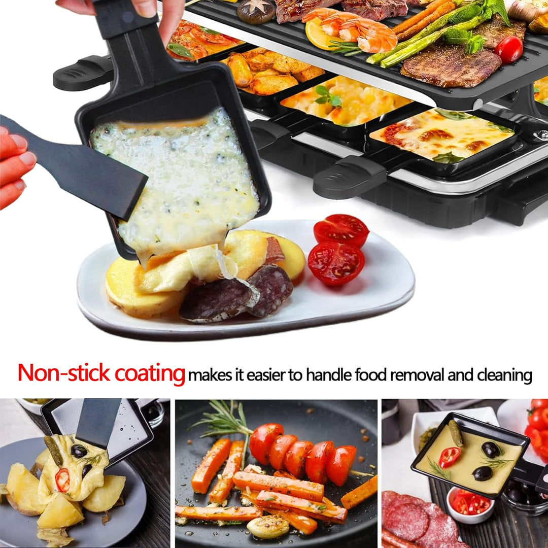 RoDzj Raclette Pfännchen 8 Stück, Raclette Pfännchen Ersatz mit Antihaftbeschichtet Und 8 Schaber Pa