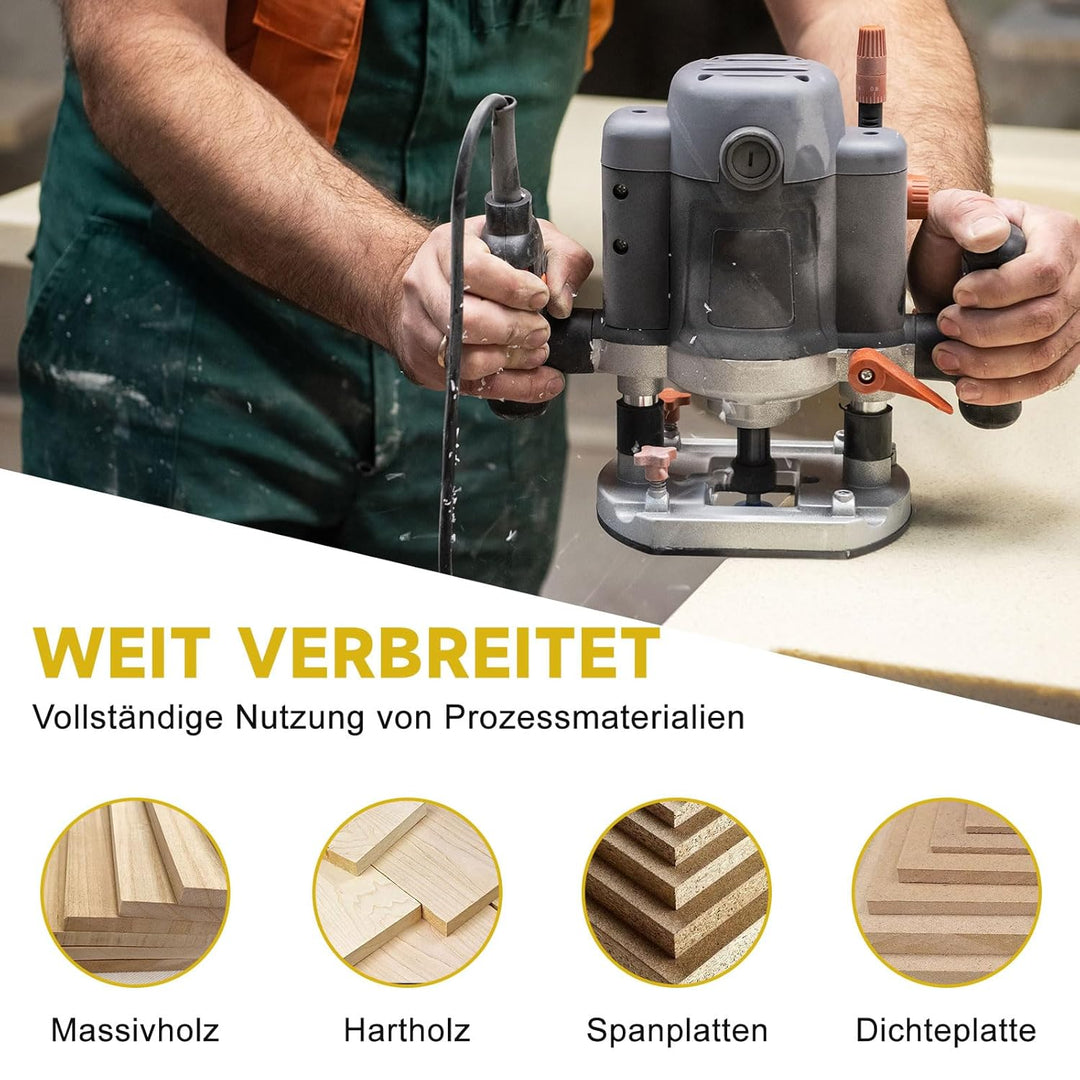12tgl Fräsersatz Set für Holzbearbeitung 6mm Nutfräser Profilfräser für Oberfräse Holzfräser Fräser