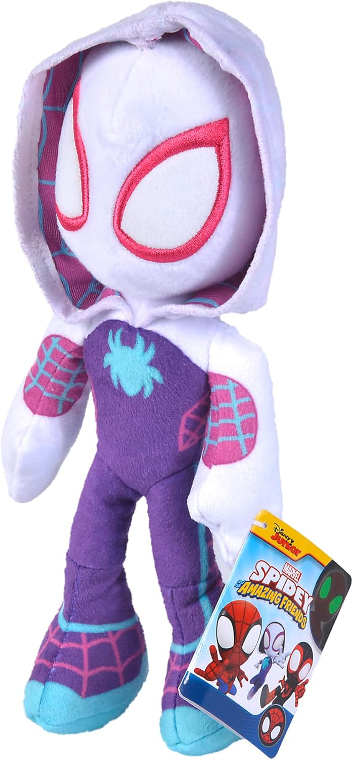 Simba 6315875811X12 - Disney Marvel Ghost Spider, 25cm Plüschfigur mit Glow in The Dark Augen, Spide
