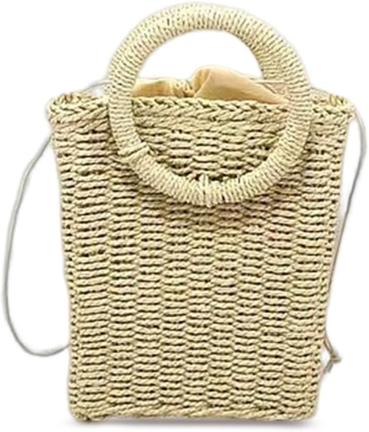 NICOLE & DORIS Handtasche Damen Umhängetasche Stroh Strandtasche Klein Handy Tasche Gewebte Strandta