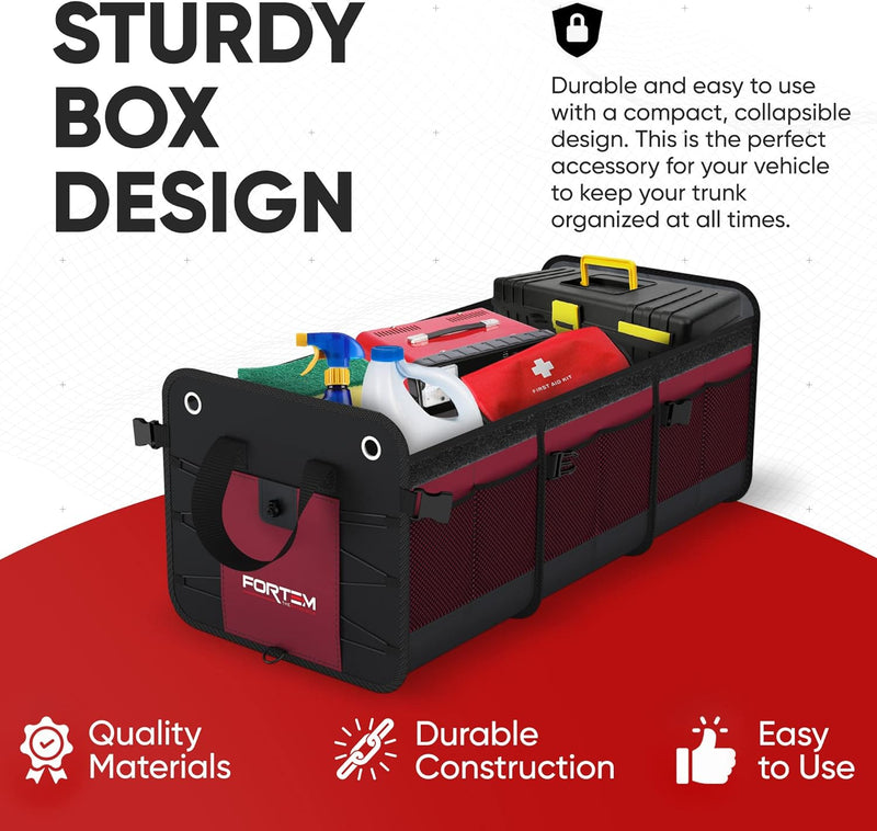 FORTEM Kofferraum Organizer, Kofferraumtasche, Zusammenklappbarer Auto Organizer Kofferraum mit Fäch