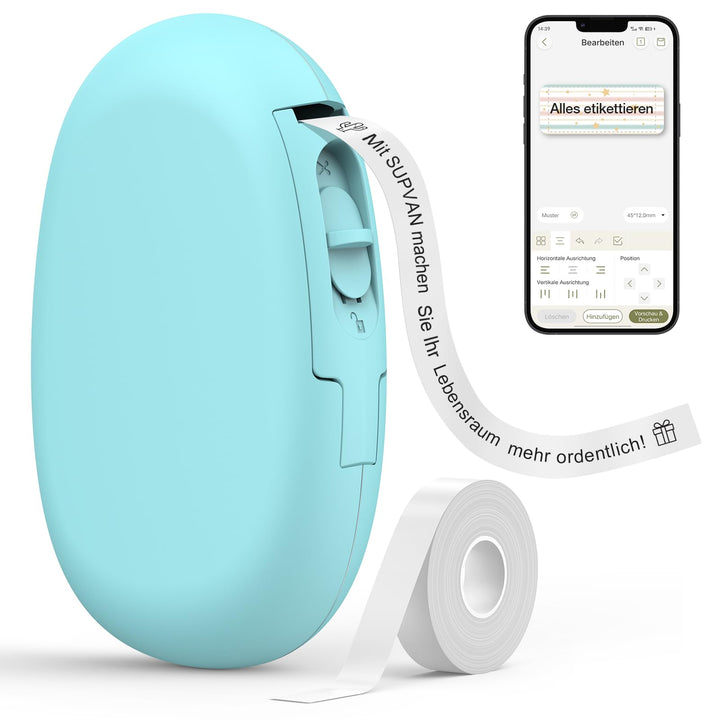 SUPVAN Etikettendrucker, Mini Bluetooth E10 Selbstklebendes Etikettiergerät - Tragbarer Labeldrucker