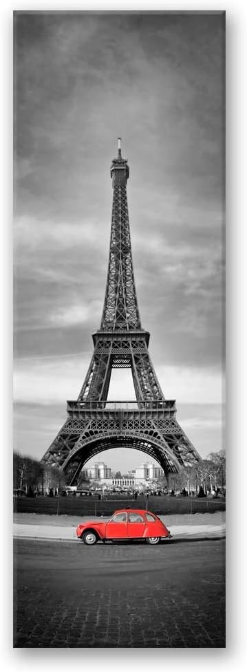 Feeby Wandbild Eiffelturm Modern Deko Kunst Bilder Paris schwarz-weiss 30x90 cm M14002 30x90 cm, M14