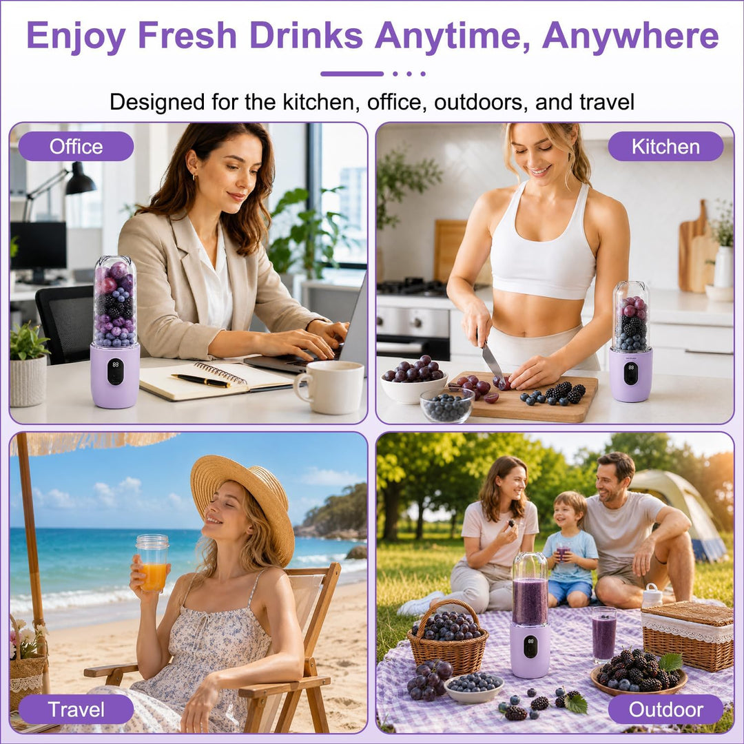 Tragbarer Mixer Smoothie Maker, 500 ml Mixer Smoothie Maker to Go mit Digitalanzeige, 16-Blatt MIXER
