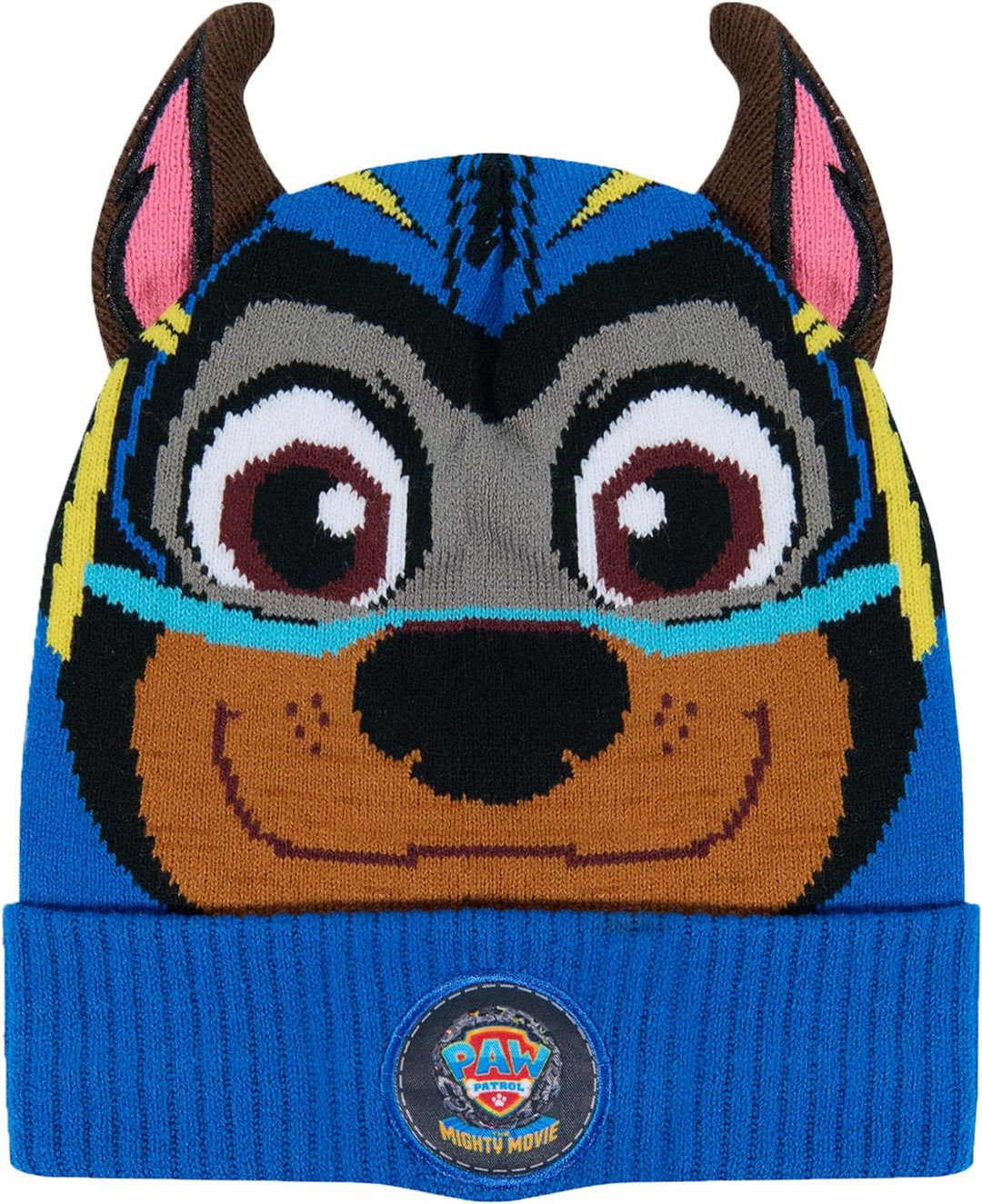 Paw Patrol Chase Jungen Kinder Winter-Set Beanie Winter-Mütze mit Ohren + Schal
