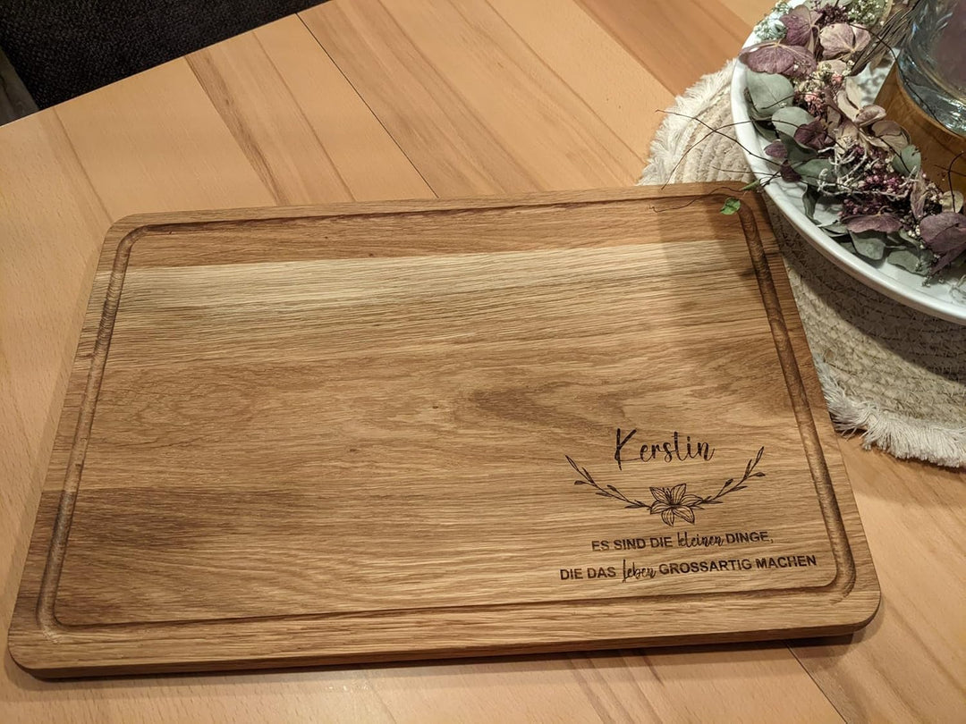 Geburtstagsgeschenk für Frauen | XL Schneidebrett Holz personalisiert | Einweihungsgeschenk | Eiche