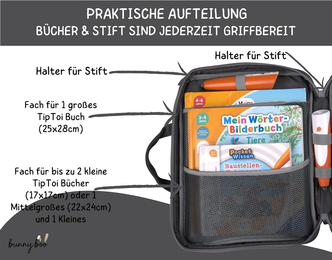 bunnyboo Tasche für TipToi - Platz für bis zu 8 Bücher - TipToi Starterset mit Einsatz für Tiptoi St
