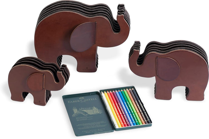 Graf 118721 von Faber Castell Elefant M GvFC dunkelbr. mit 12 Polychr. Braun