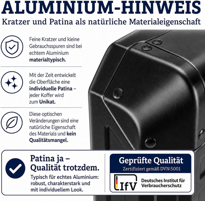 Travelhouse 100% Aluminium Reisekoffer Schwarz M-66cm Hartschalenkoffer 2X TSA Zahlenschloss 4 Silen