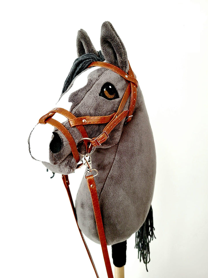 Hobby Horse Hobbypferd gross A3 (Pferd auf einem Stock) komplett mit Geschirr wie auf dem Foto (Blau