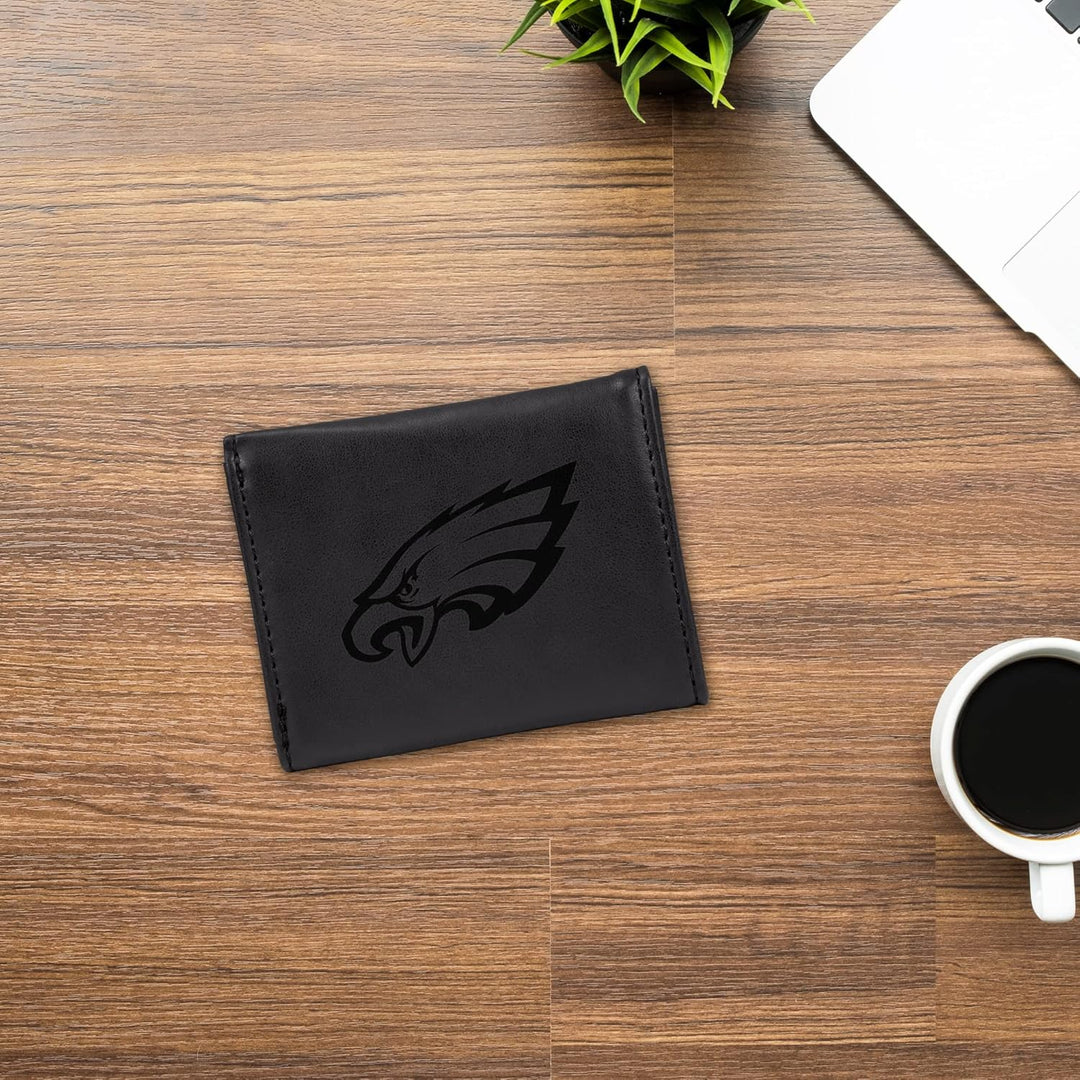 Rico Industries NFL Geldbörse mit Lasergravur, dreifach faltbar, Schwarz Philadelphia Eagles, Philad