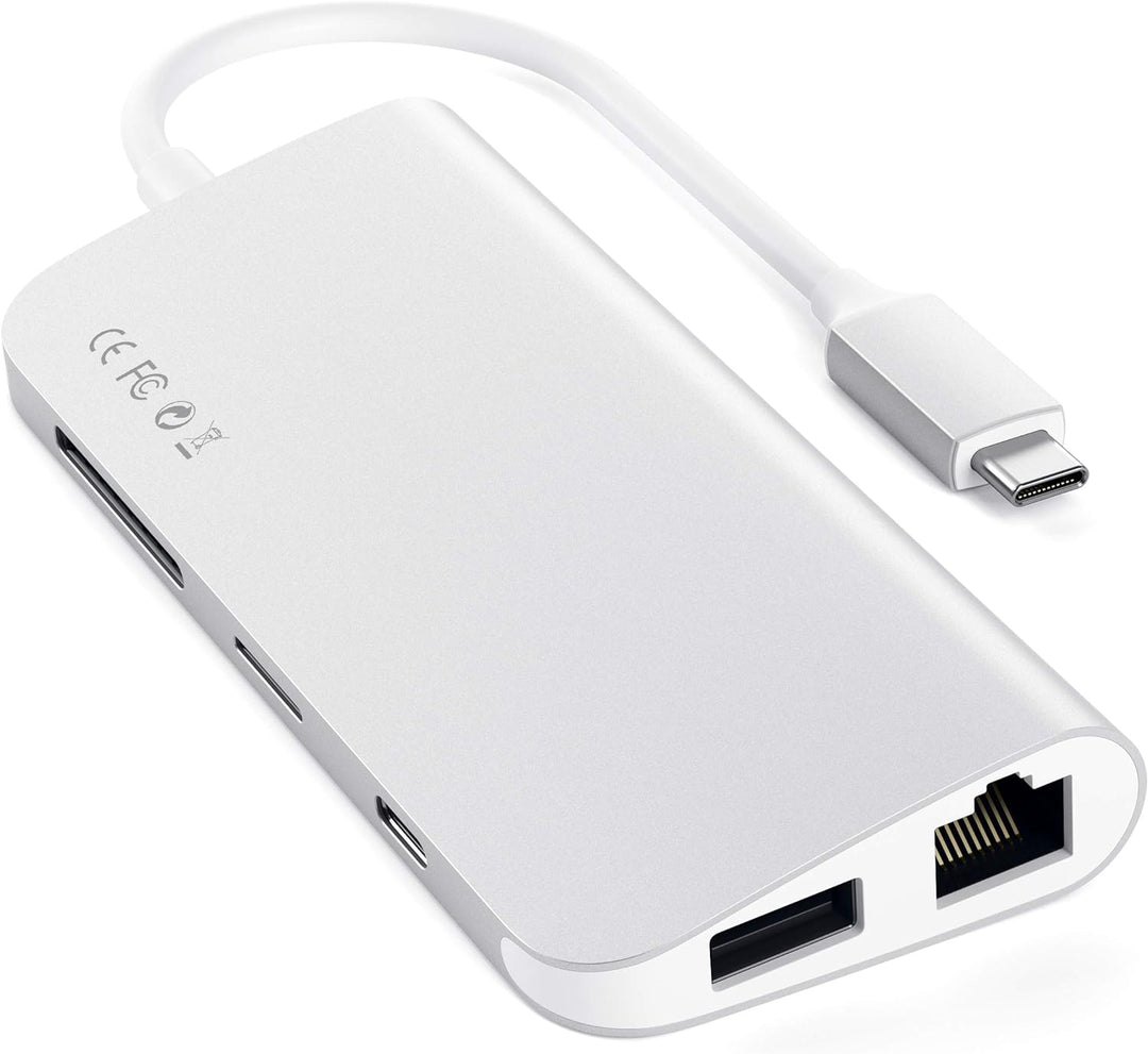 SATECHI Type-C Multimedia Adapter mit 4K HDMI, Mini DP, USB-C PD, Gigabit Ethernet, USB 3.0, Micro/S