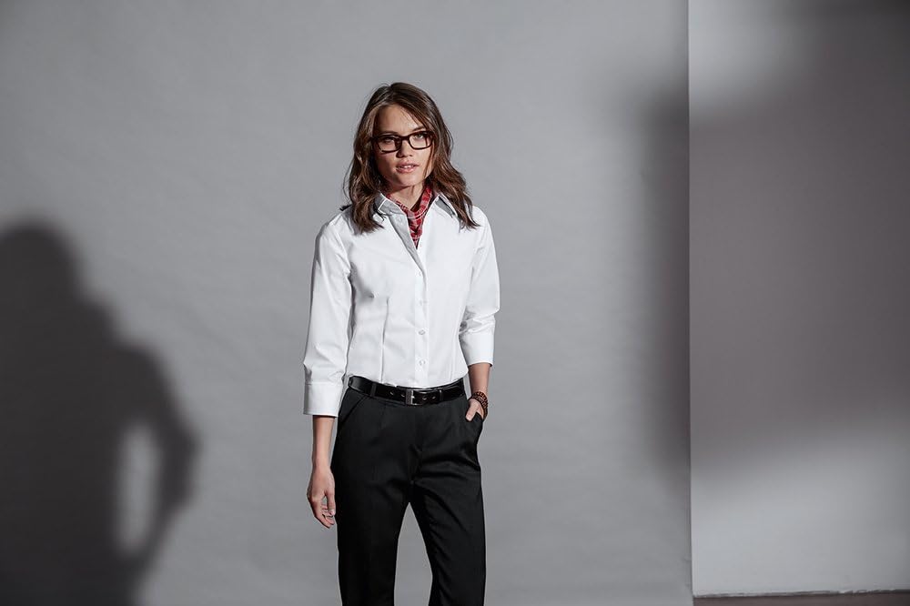 Greiff Grösse 32 Corporate Wear Basic Damen Bluse 3/4-Arm Regular Fit Weiss Modell 6517