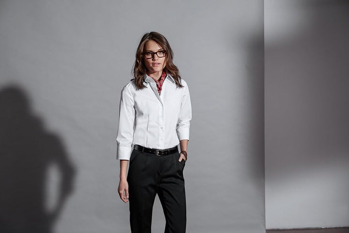 Greiff Grösse 32 Corporate Wear Basic Damen Bluse 3/4-Arm Regular Fit Weiss Modell 6517