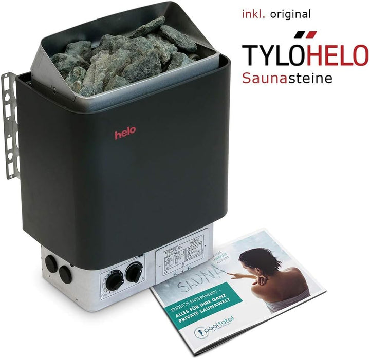 POOL Total Helo Saunaofen Cup STJ 9,0 kW Set - Made in Finnland - Integrierte Steuerung am Ofen - Wa