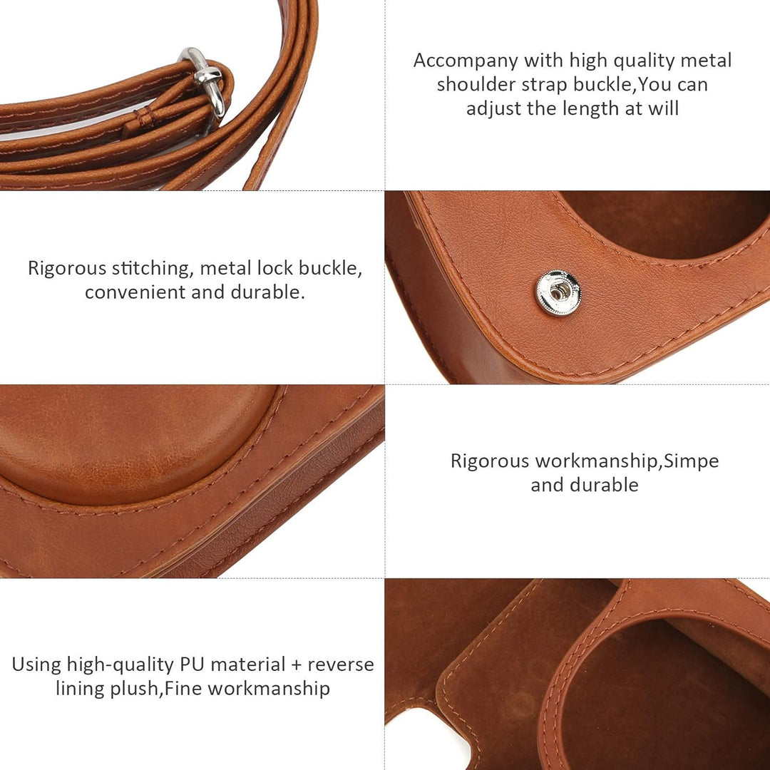 Sofortige Kameratasche, PU Vintage Kamera Umhängetasche Abnehmbare braune Sling Shell Tasche für die