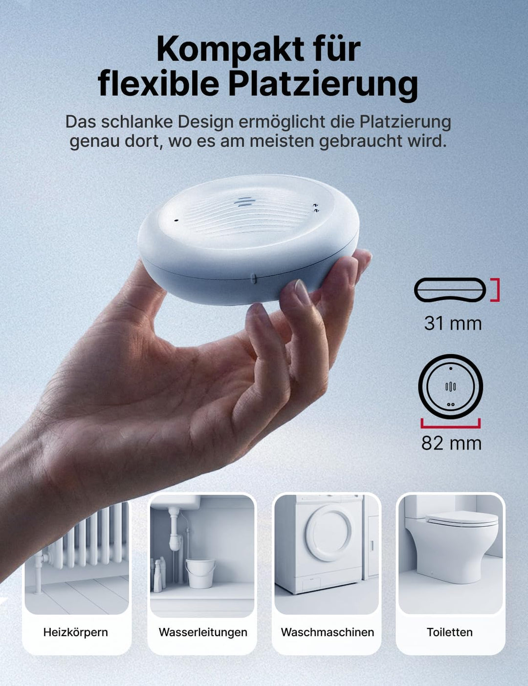 X-Sense 2-in-1 WLAN-Wassermelder mit Frostwarnung, Tieftemperatur-Melder, Smarter Sensor mit App-Ben