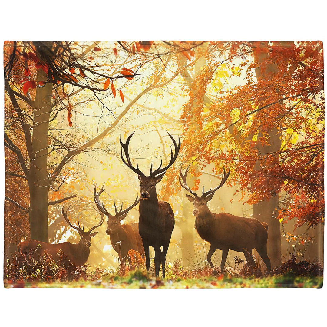 YISUMEI Decke 150x200 cm Kuscheldecken Sanft Flanell Weich Fleecedecke Bettüberwurf Hirsch im Herbst