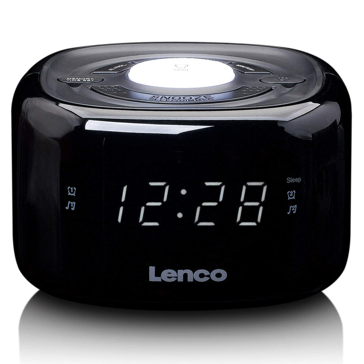 Lenco CR-12 Uhrenradio - Wecker mit Nachtlicht-Funktion - Easy Snooze - Sleep-Timer - Zwei Weckzeite