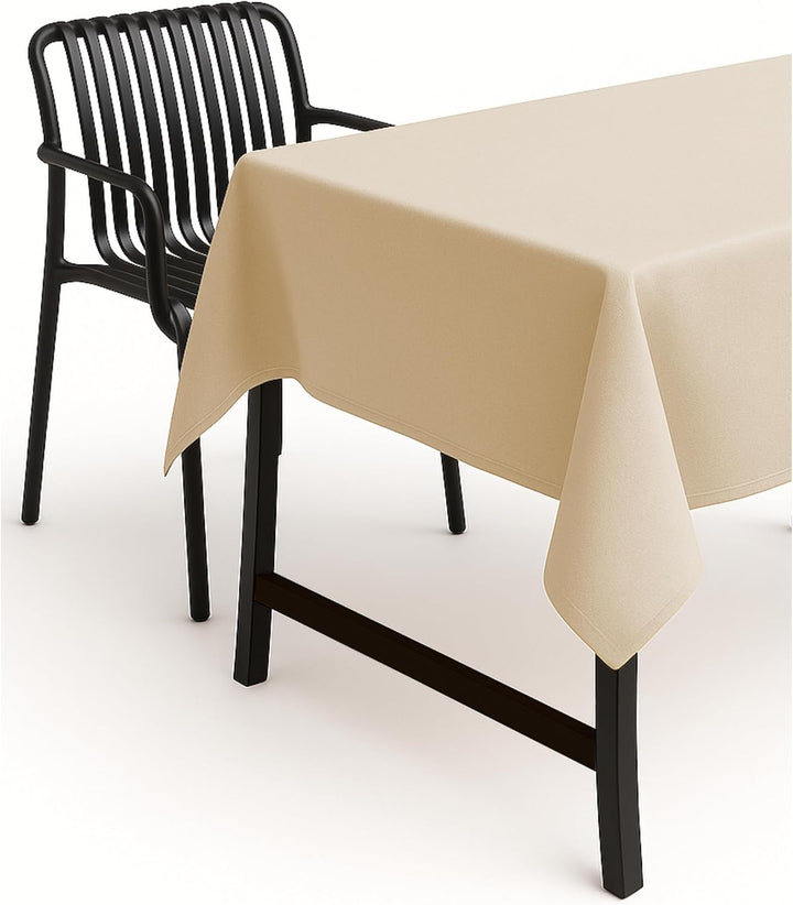 texpot Gartentischdecke 220 cm rund in Champagner mit Leinen Optik Lotuseffekt Fleckschutz Bügelfrei