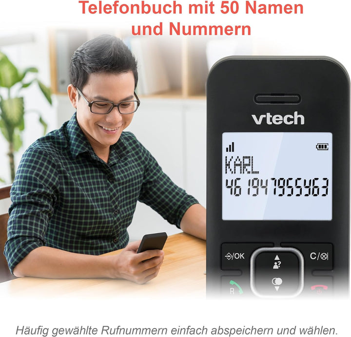 VTech LS1050 DECT Telefon Schnurlos Schnurlostelefon mit Anrufbeantworter, Innovativer Ladestation,