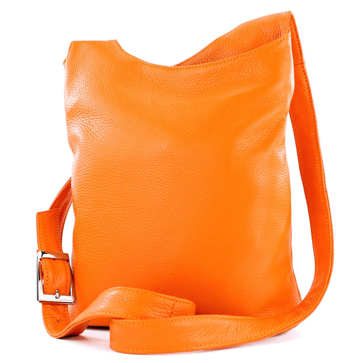 modamoda de - T221 - ital. Umhängetasche Schultertasche Medium aus Leder Orange, Orange