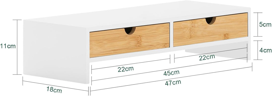 SoBuy Schreibtisch Organizer, Monitorständer mit 2 Schubladen, Monitorerhöhung für Schreibtisch, Mon