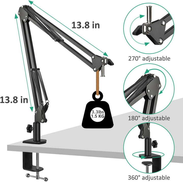 Einstellbare Mikrofon Arm, Mikrofonarmständer Kompatibel mit Seiren X Mini V2 V3 USB Streaming Mikro
