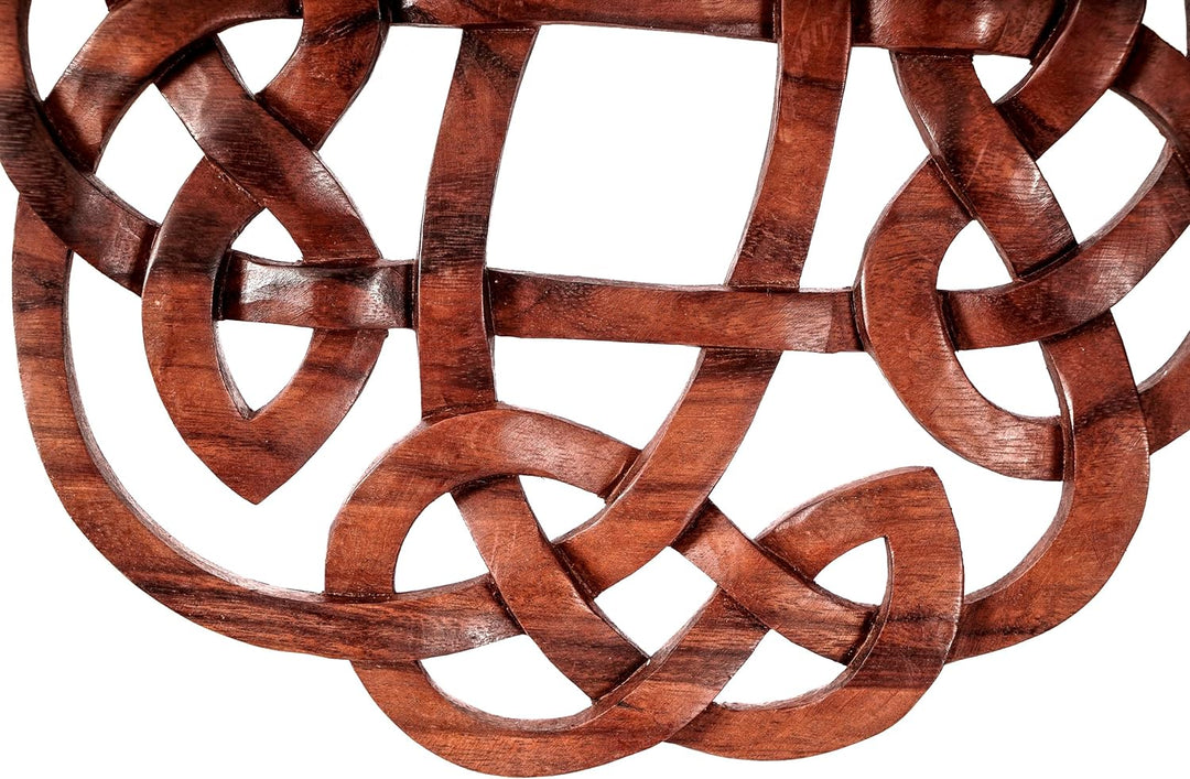 Windalf Celtic Wand Deko Flory Ø 24 cm Keltischer Knoten Handarbeit aus Holz