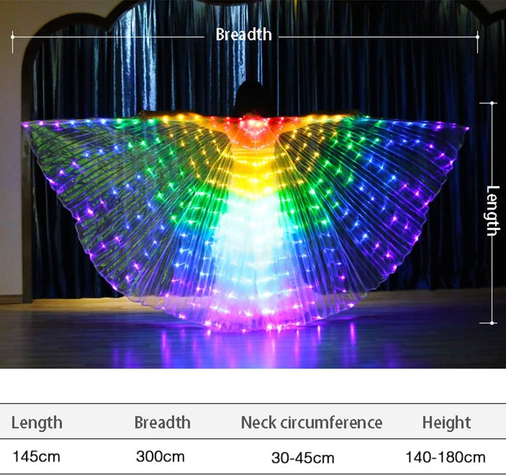 Zebery LED-Flügel für Erwachsene, LED-Schmetterlingsflügel, Isis-Flügel, leuchtende Bauchtanz-Kostüm