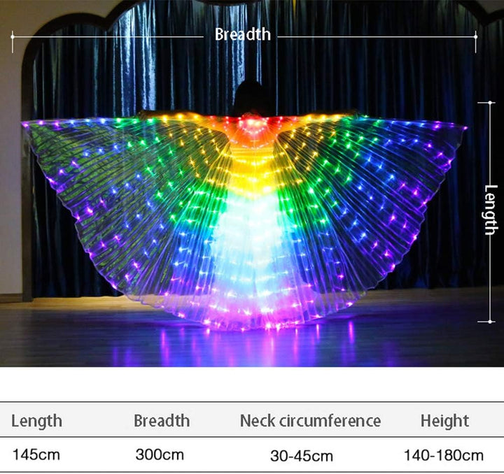 Zebery LED-Flügel für Erwachsene, LED-Schmetterlingsflügel, Isis-Flügel, leuchtende Bauchtanz-Kostüm