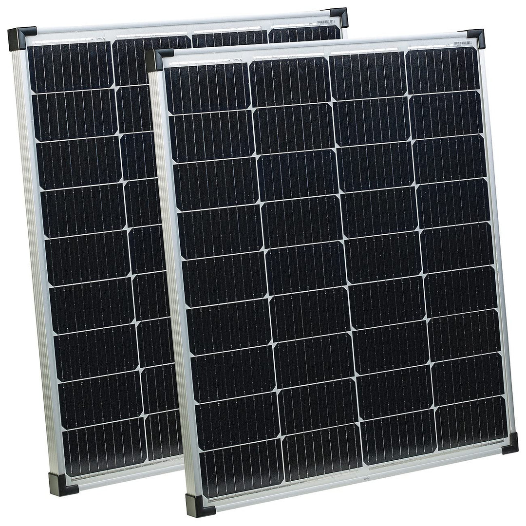 revolt Solarmodul: 2er-Set Mobiles monokristallines Solarpanel, 110 W, MC4-Stecker, IP65