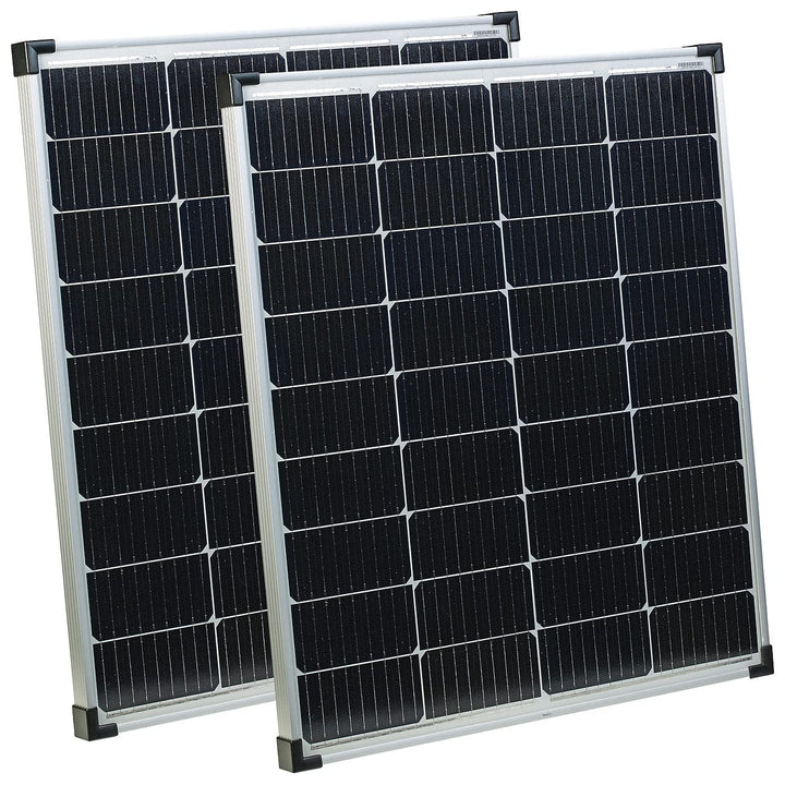revolt Solarmodul: 2er-Set Mobiles monokristallines Solarpanel, 110 W, MC4-Stecker, IP65